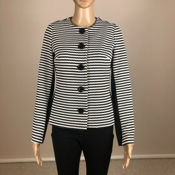 👛 (ANY 2/$20) TRISISTO Femme Brand Stretchy Black & White Jacket Big Buttons S… - Picture 3 of 12
